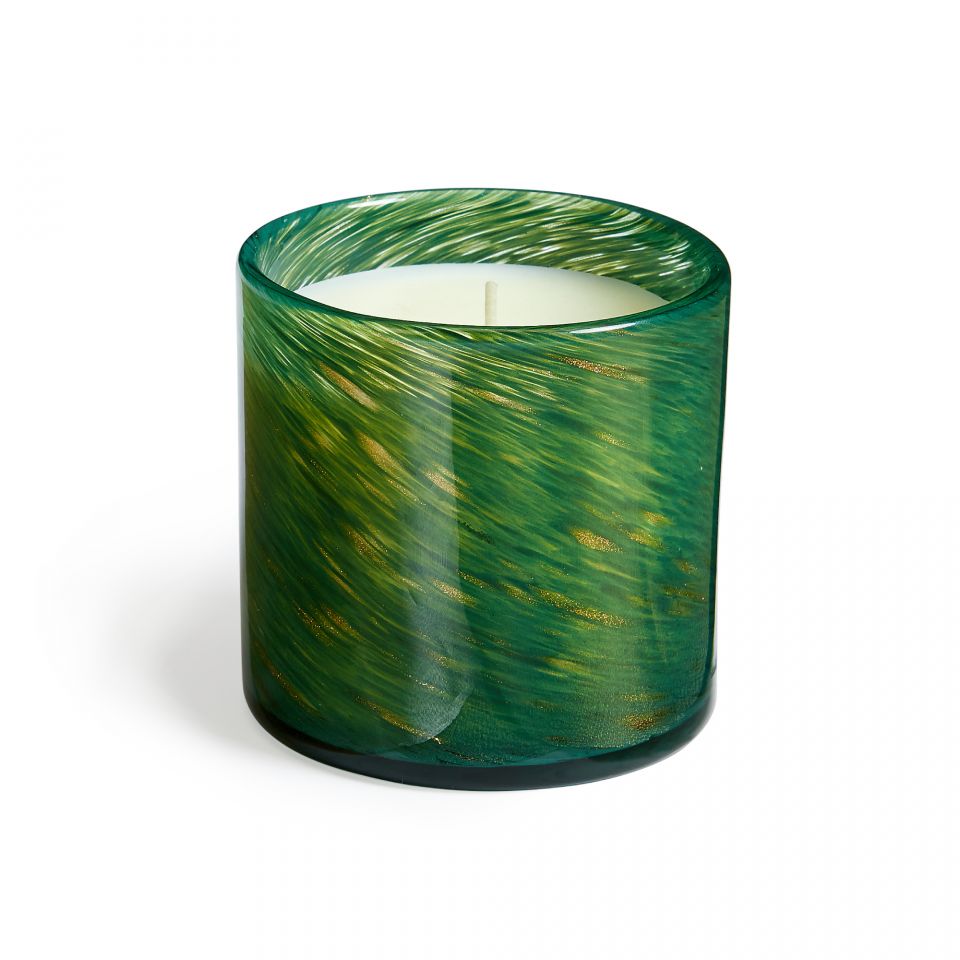 Two-Toned Black Glass Candles - Cedarwood Moss